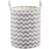 TECHMILLY baby laundry basket in grey chevron with long handles for easy carrying and organization.
