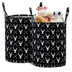 TECHMILLY large storage basket with black deer pattern for nursery organization.