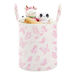 TECHMILLY large storage basket with pink butterfly pattern for tidy nursery organization.