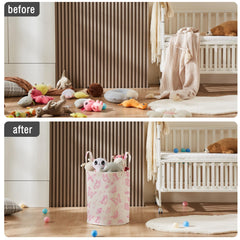 TECHMILLY linen-cotton fabric basket features a waterproof inner for easy cleaning.