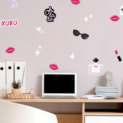 Teddylabels makeup wall stickers lipstick art adds glamorous focal point to bedrooms.