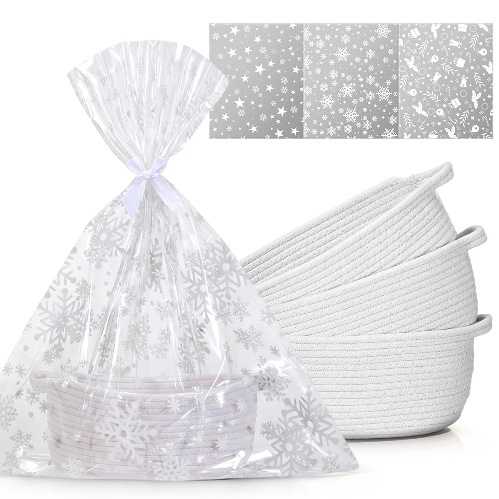 Teenyyou Christmas basket 3-pack with handles for easy gift presentation and storage