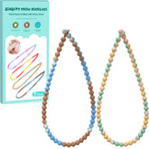 Teething Necklace with integrated safety design worn by mom for safe baby chewing.