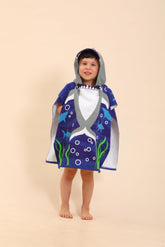 TEHALK Shark Hooded Towel for Kids with cozy hood for quick drying after swimming.