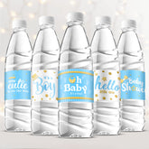 Teling blue boy style labels packaging for quick party prep and cohesive decor.