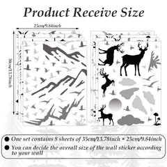 Teling elk-woodland-scene decal adds nature vibes to bedroom walls.