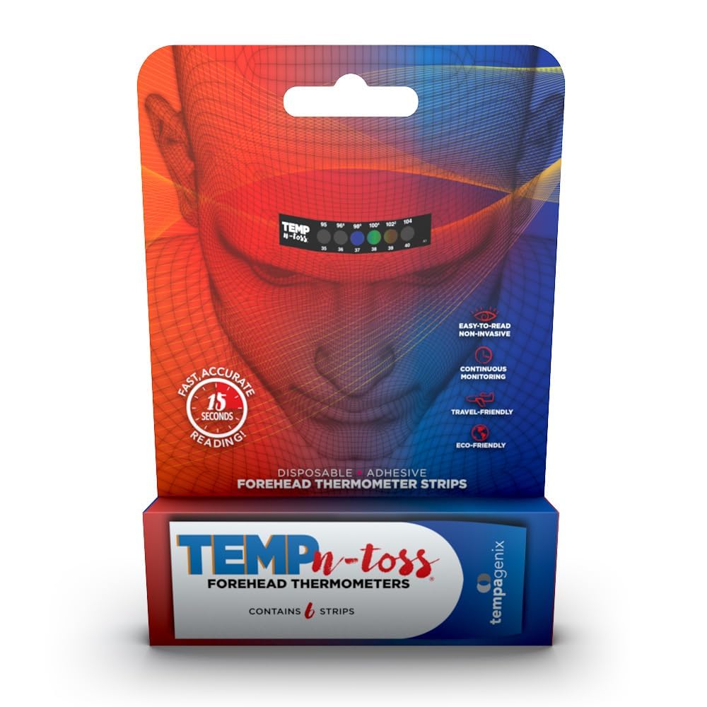 Temp-N-Toss forehead strip pack for quick temperature checks on the go.