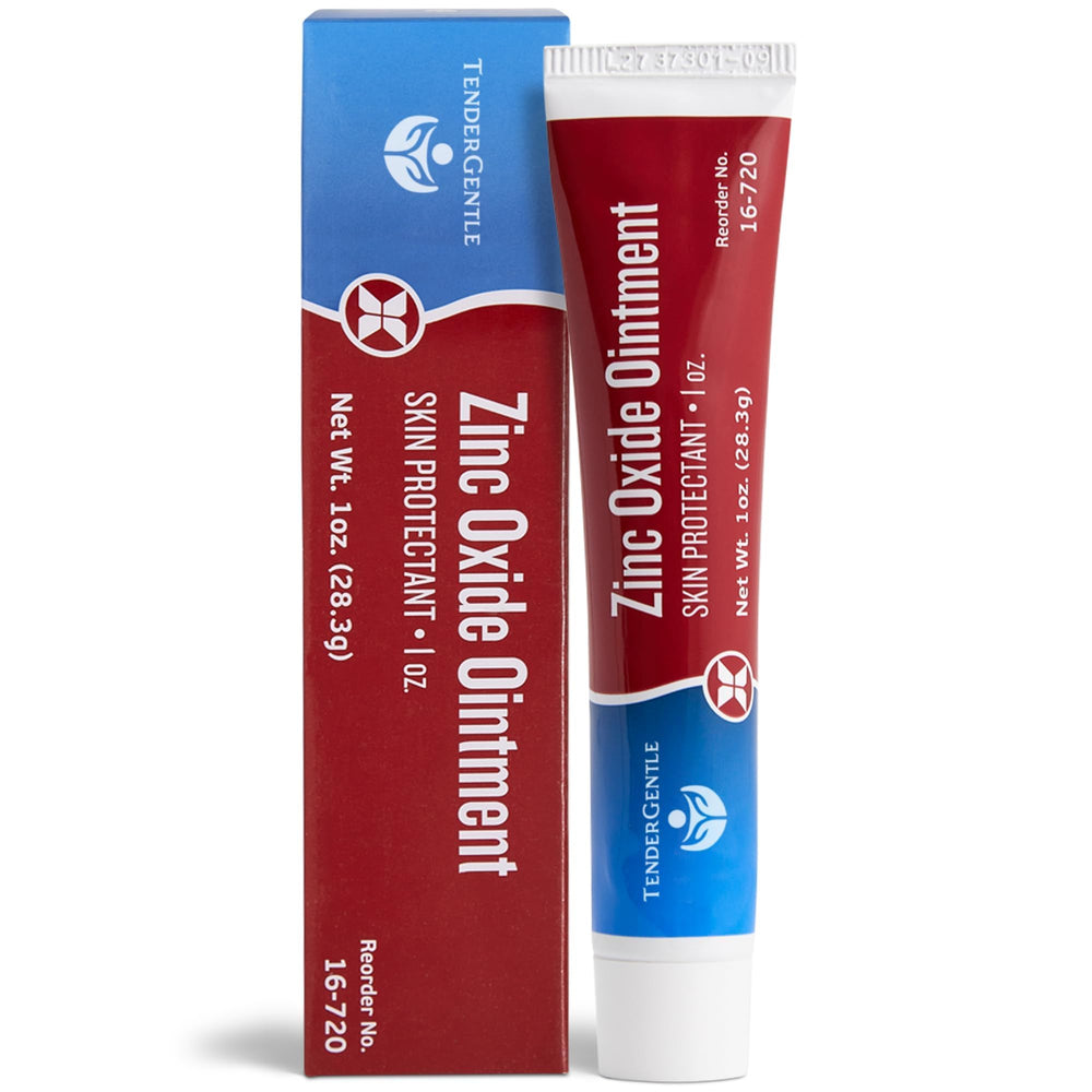 TenderGentle zinc oxide ointment tube shows 20% protection for diaper rash.