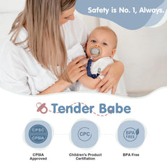 TenderBabe 6-pack pacifier clip packaging makes gifting easy for new parents
