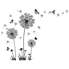 Teniinet black and white dandelion butterfly wall stickers offer quick, removable decor for any room