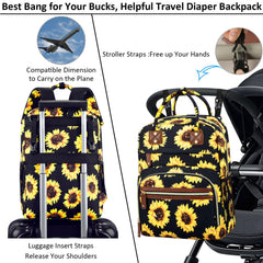 Tenot diaper backpack detachable stroller straps top view illustrates easy stroller integration.
