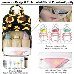 Tenot diaper backpack insulated pockets side view highlights three bottle pockets for temperature control.