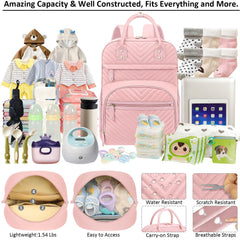 Tenot diaper bag with detachable stroller straps for hands free mobility.