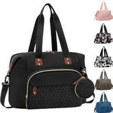 Tenot diaper bag tote front view shows its sleek design and roomy main compartment.