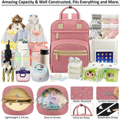 Tenot pink diaper bag with waterproof fabric for reliable protection against spills.