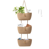 TeoKJ 3-tier cotton rope baskets over-the-door setup for organized nursery storage