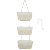 TeoKJ 3-tier woven cotton wall baskets over-door setup for clutter-free entryway storage.