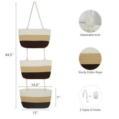 TeoKJ gradient brown baskets hanging nursery decorative storage for toys and towels.