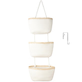 TeoKJ over-the-door 3-tier basket shows woven cotton weave for organized hallway storage.