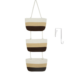 TeoKJ over-the-door baskets 3-tier woven cotton offer space-saving nursery storage.