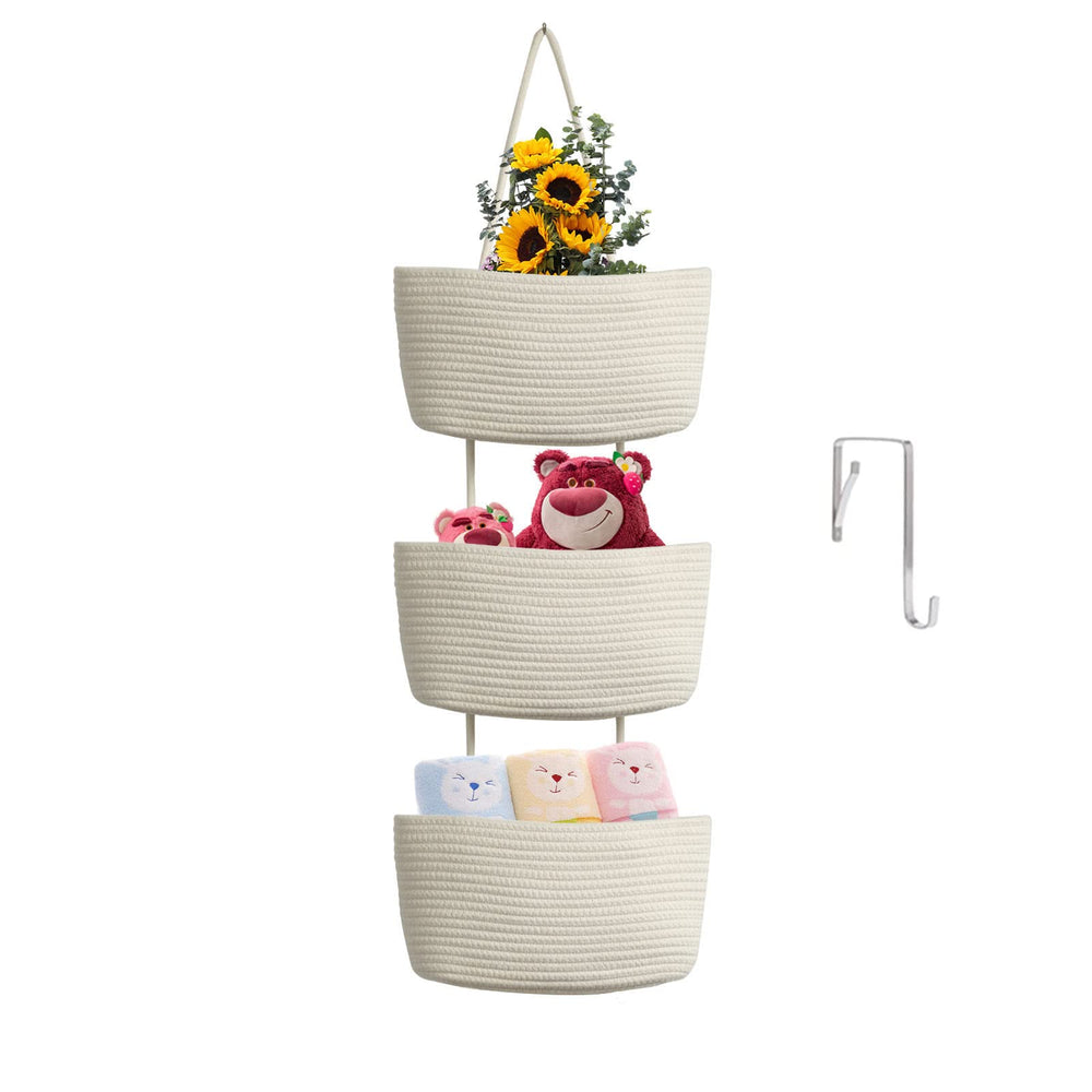 TeoKJ over-the-door three-tier baskets on white setup for organized space