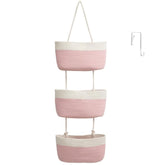 TeoKJ pink and white over-the-door organizer baskets three-tier design for stylish storage