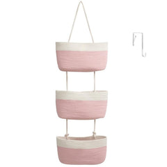 TeoKJ pink and white over-the-door organizer baskets three-tier design for stylish storage