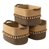 TeoKJ set of 3 baskets in black and jute for clutter-free living room storage
