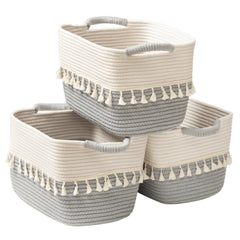 TeoKJ storage basket 3-pack on living room shelf for stylish organization and easy access