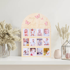 TERJIO My First Year Photo Board with butterfly acrylic highlights monthly milestones.