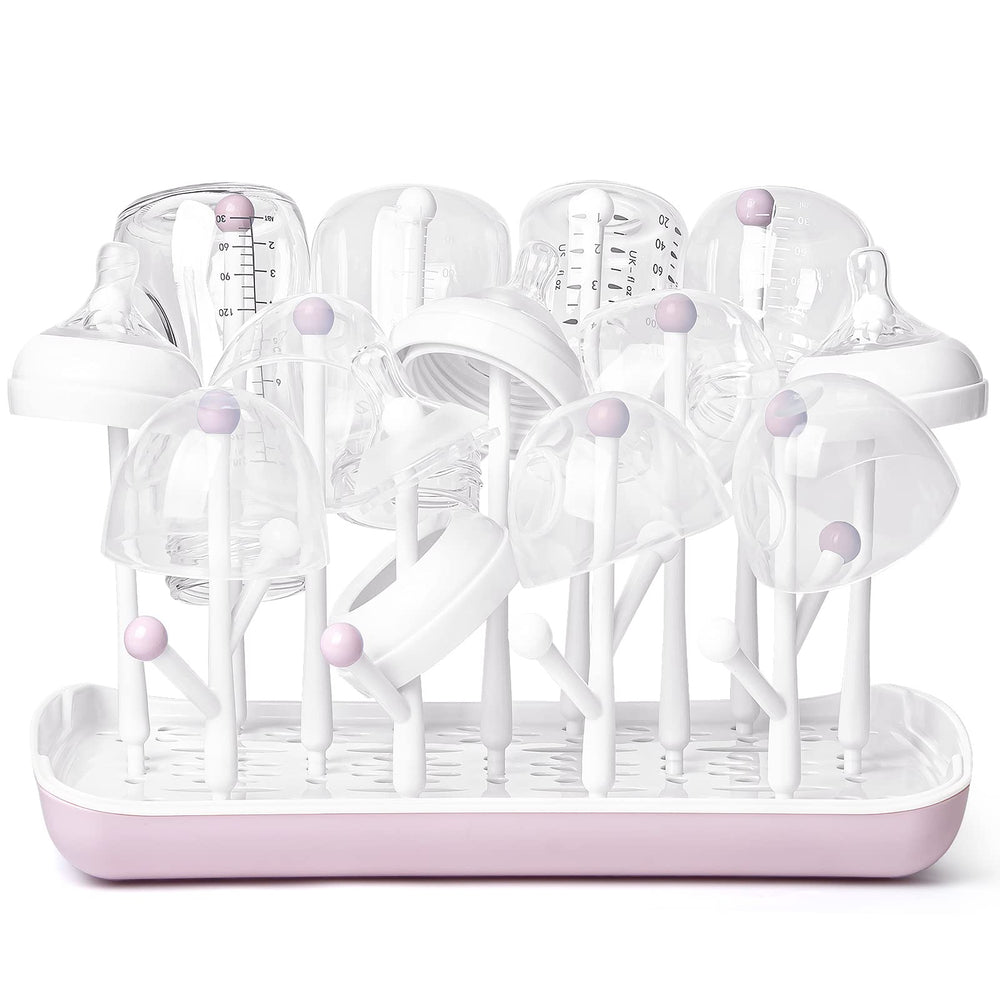 Termichy baby bottle drying rack pink tree-branch design for space-saving drying.