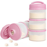 Termichy stackable dispenser in pink with compact design for space-saving on-the-go feeding