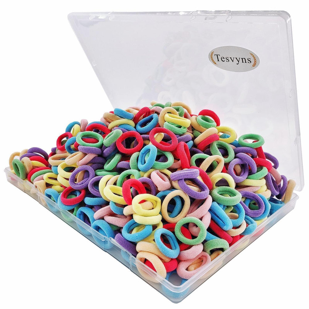 Tesvyns 200pc baby hair ties pack shows versatile colors for tiny ponytails