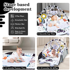 TFDER Baby Gym Play Mat foldable surround fence creates safe play enclosure and later ball pit.
