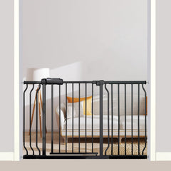 Thasamm extra wide baby gate extended to fit wide openings for versatile safety.