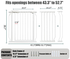 Thasamm extra wide baby gate swing door eases one-handed passage while holding a child.