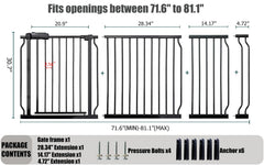 Thasamm heavy duty gate side view shows robust frame for stairs and doors.