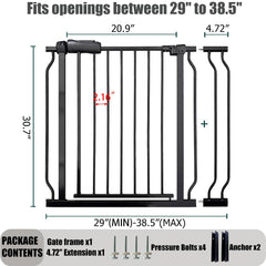 Thasamm gate with swing door opens wide for easy passages.