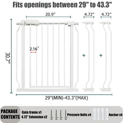 Thasamm walk-through gate extensions show extended width for large openings.