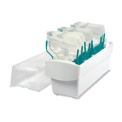 The First Years Breastflow Freezer Organizer back view showing organized milk bags for quick access.