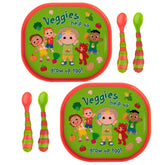 The First Years cocomelon dinner plates side 1 with separators for kid-friendly meals.