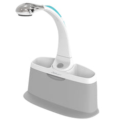 The First Years Rain Shower Head attached to rotating arm for calm, spa-like bath times.