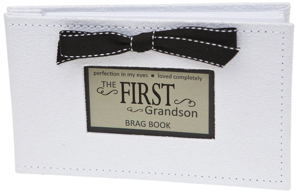 The Grandparent Gift Co. brag book cover in faux suede offers an elegant keepsake for new grandparents.