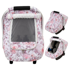 THE KENKYO Mink Dot car seat cover folded for compact storage and travel.