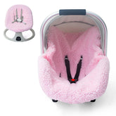 THE KENKYO Winter Car Seat Cover closeup highlights plush warmth for baby comfort.