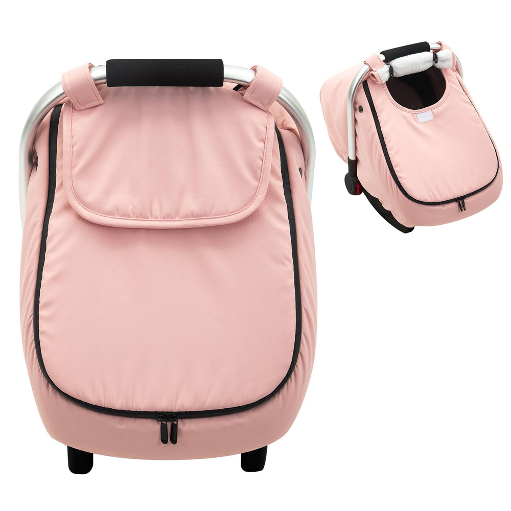 THE KENKYO winter car seat cover outer shell blocks wind and snow for cozy rides.