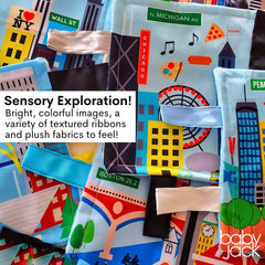 The Learning Lovey crinkle textures invite audible and tactile exploration.