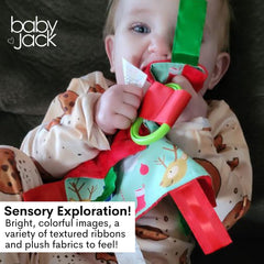 The Learning Lovey Baby Jack Co teether clip adds portability for on-the-go soothing