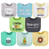 The Peanutshell bibs set 8 close up designs highlight playful prints and gentle terry fabric.