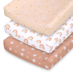 The Peanutshell boho rainbow changing pad cover soft surface for baby comfort